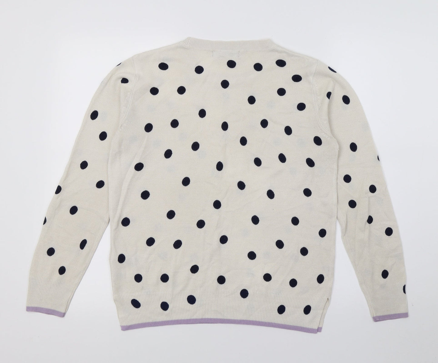 Marks and Spencer Womens White Polka Dot Knit Pullover Jumper Size 10