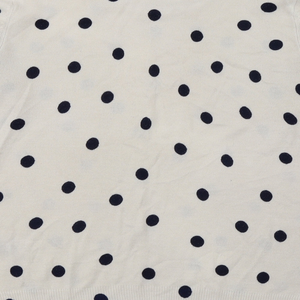 Marks and Spencer Womens White Polka Dot Knit Pullover Jumper Size 10