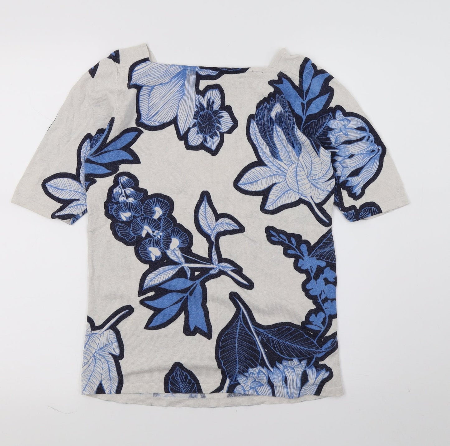 NEXT Womens White Floral Knit Basic T-Shirt Size 8