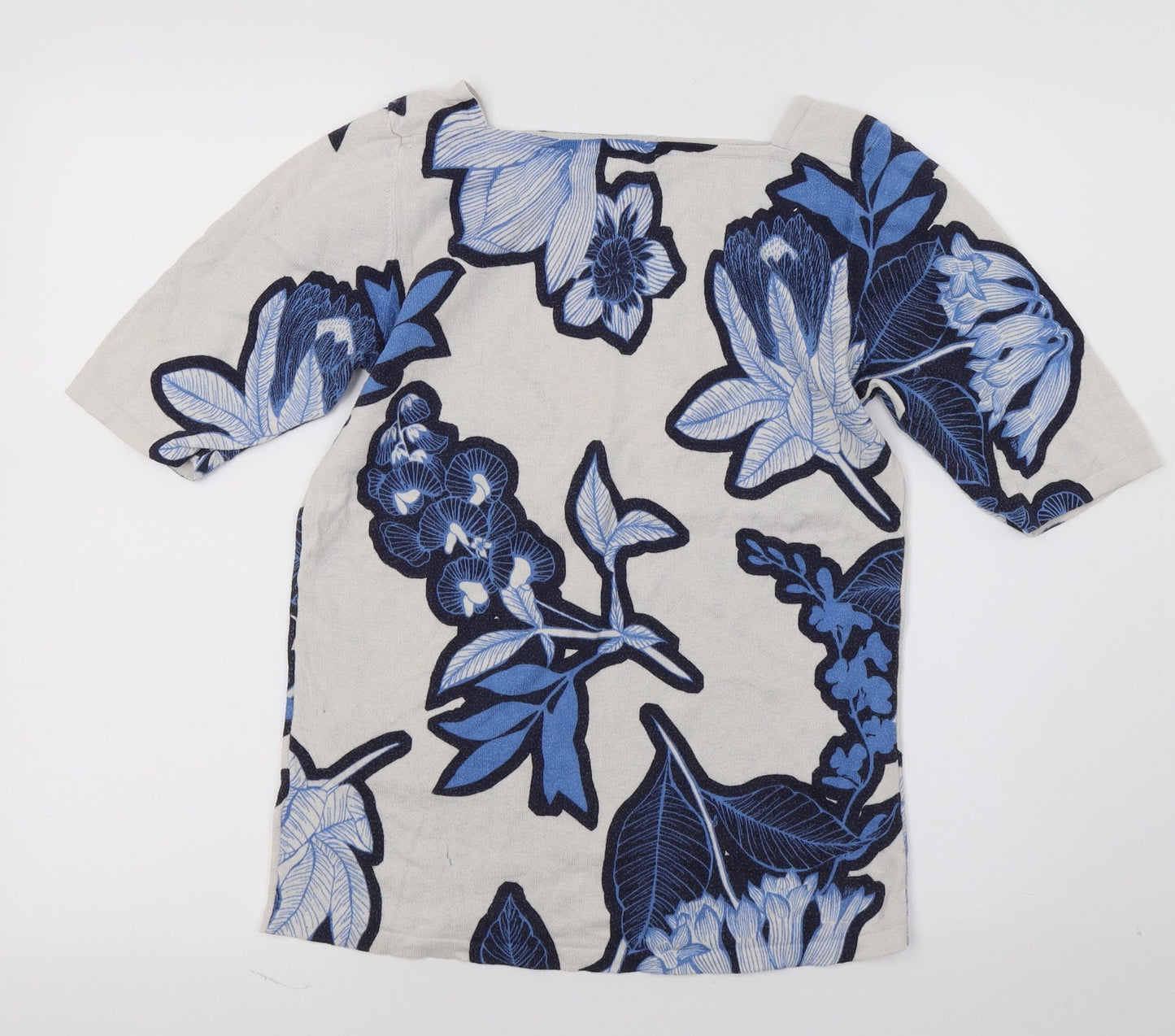 NEXT Womens White Floral Knit Basic T-Shirt Size 8