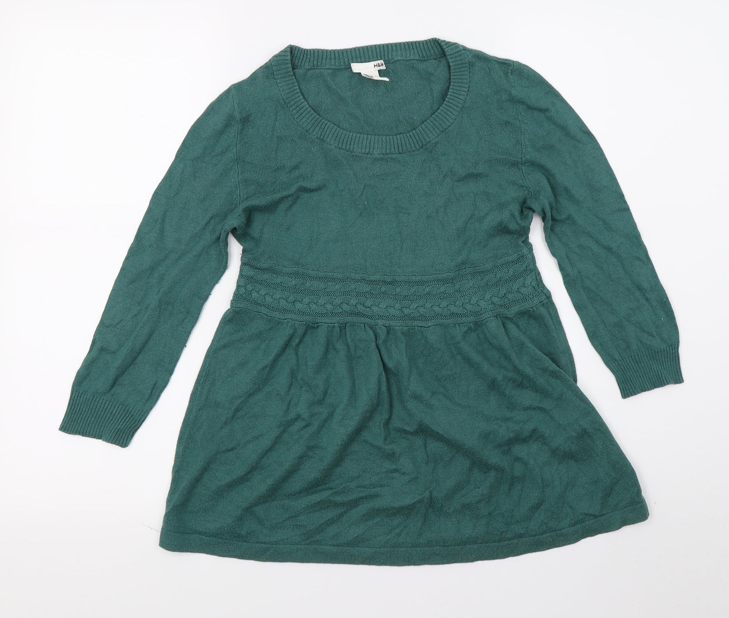 H&M Womens Green  Knit Basic T-Shirt Size XS