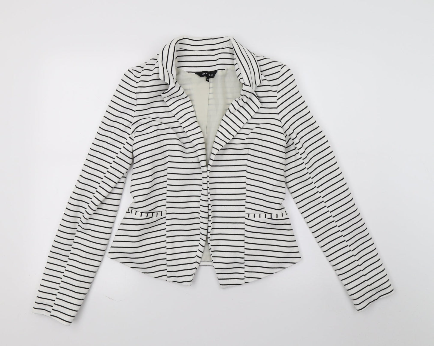 New Look Womens White Striped  Jacket Blazer Size 10