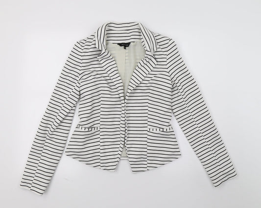 New Look Womens White Striped  Jacket Blazer Size 10