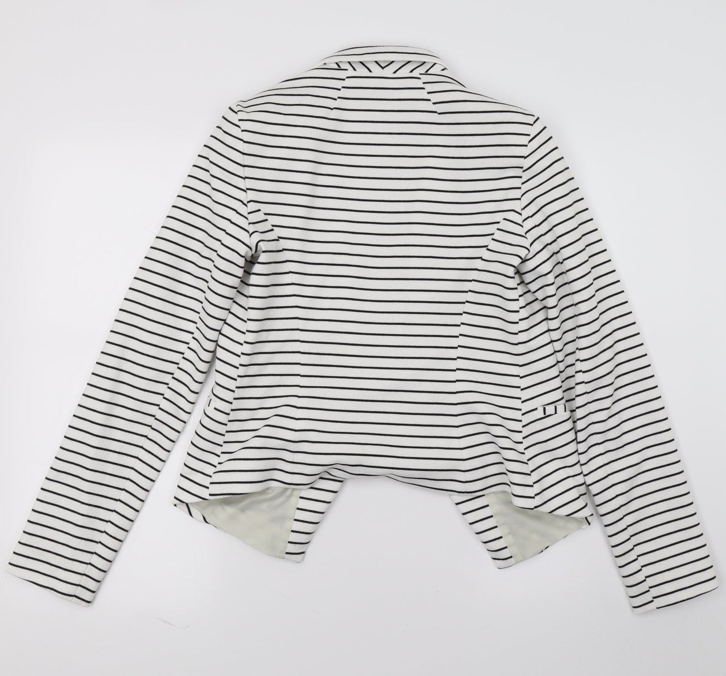 New Look Womens White Striped  Jacket Blazer Size 10