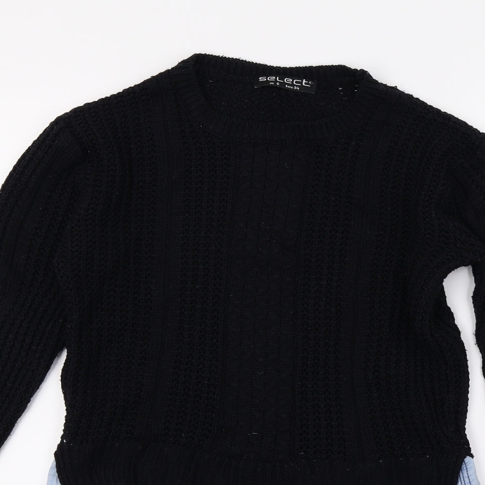 Select Womens Blue  Knit Pullover Jumper Size 6  - Layered