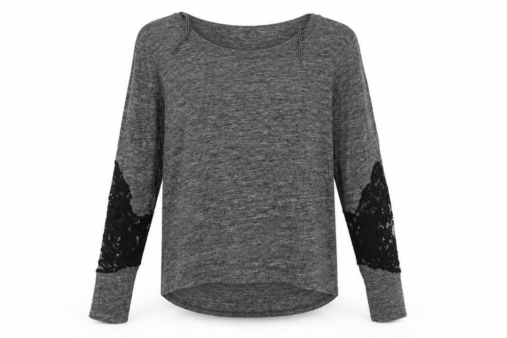 Zara Womens Grey  Knit Pullover Jumper Size M  - Lace detail