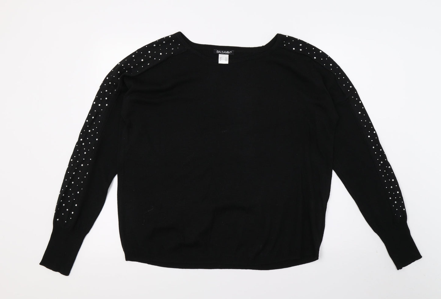 Balsamik Womens Black  Knit Pullover Jumper Size 10