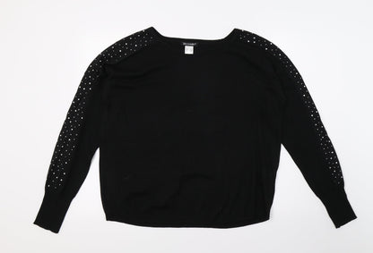Balsamik Womens Black  Knit Pullover Jumper Size 10