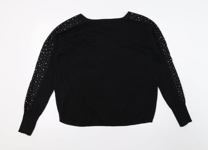 Balsamik Womens Black  Knit Pullover Jumper Size 10