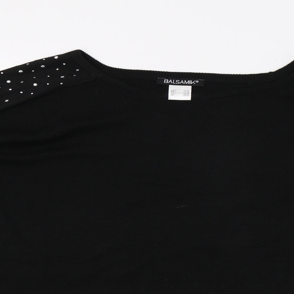 Balsamik Womens Black  Knit Pullover Jumper Size 10