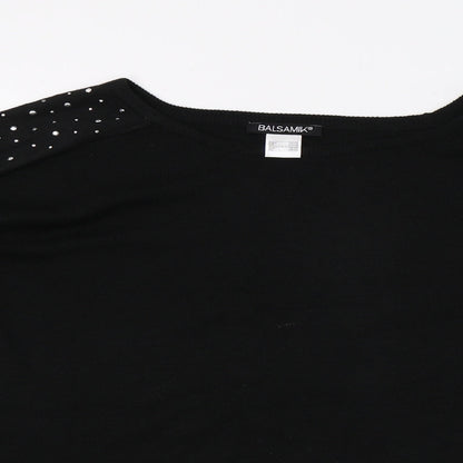 Balsamik Womens Black  Knit Pullover Jumper Size 10