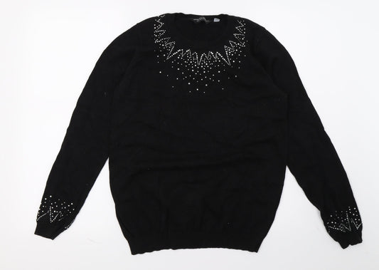Dorothy Perkins Womens Black  Knit Pullover Jumper Size 10