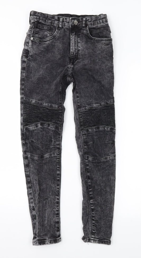 Preworn Womens Black  Denim Straight Jeans Size 26 in L26 in