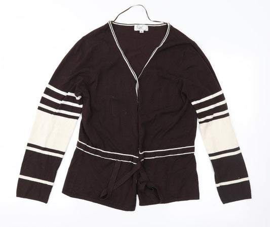 Klass Womens Brown Striped  Cardigan Jumper Size M
