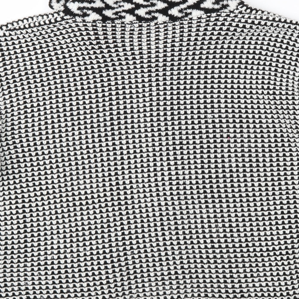 Envy Womens Black Geometric  Cardigan Jumper Size M