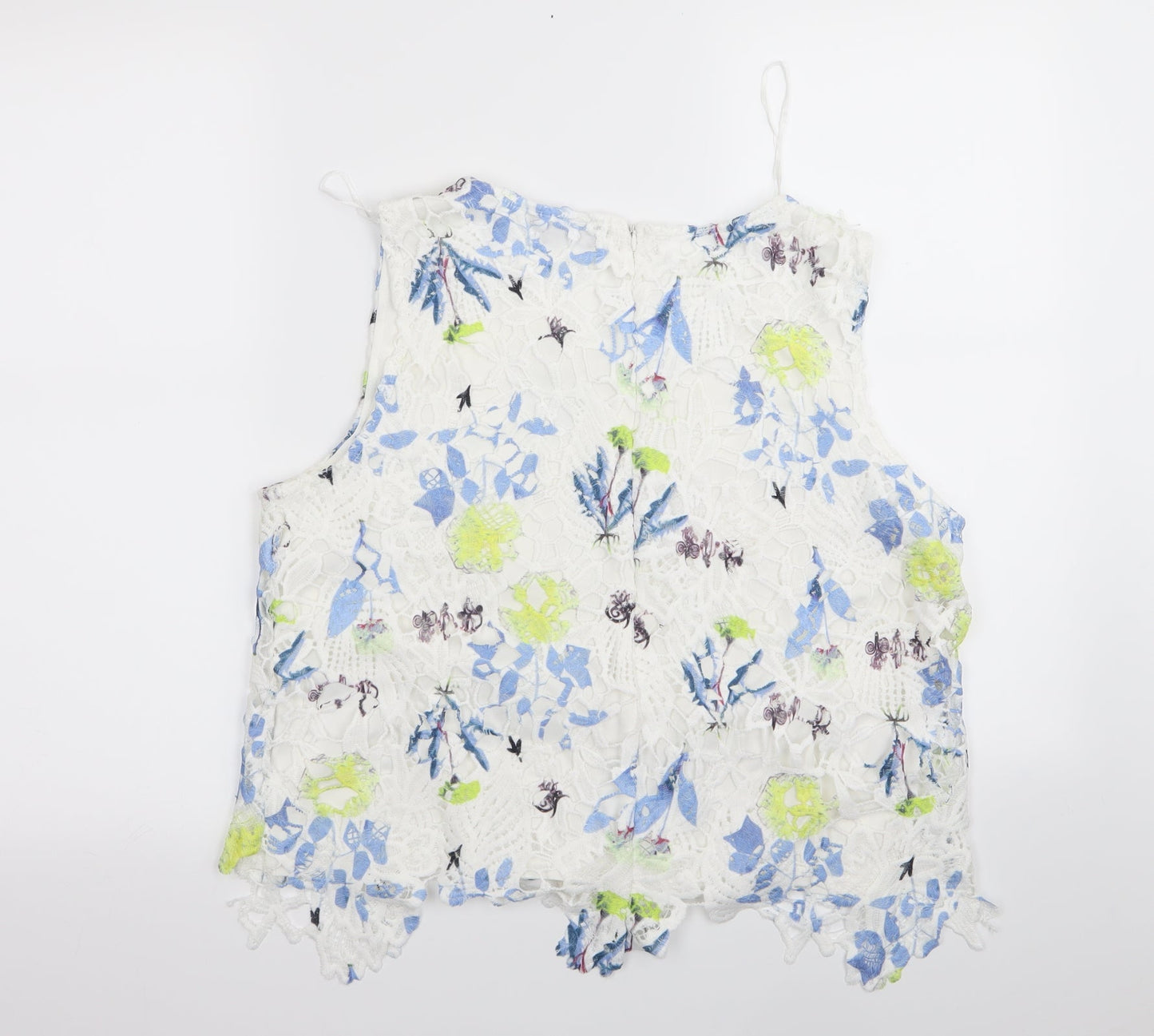 Select Womens White Floral  Basic Tank Size 14