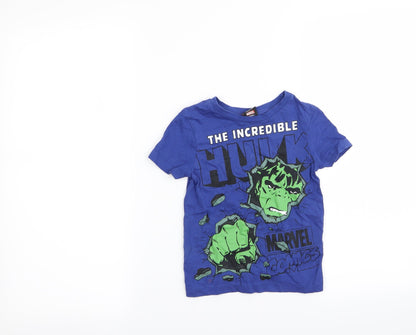 Front view of Asda George boys’ blue basic t-shirt, size 18-24, months - the incredibles