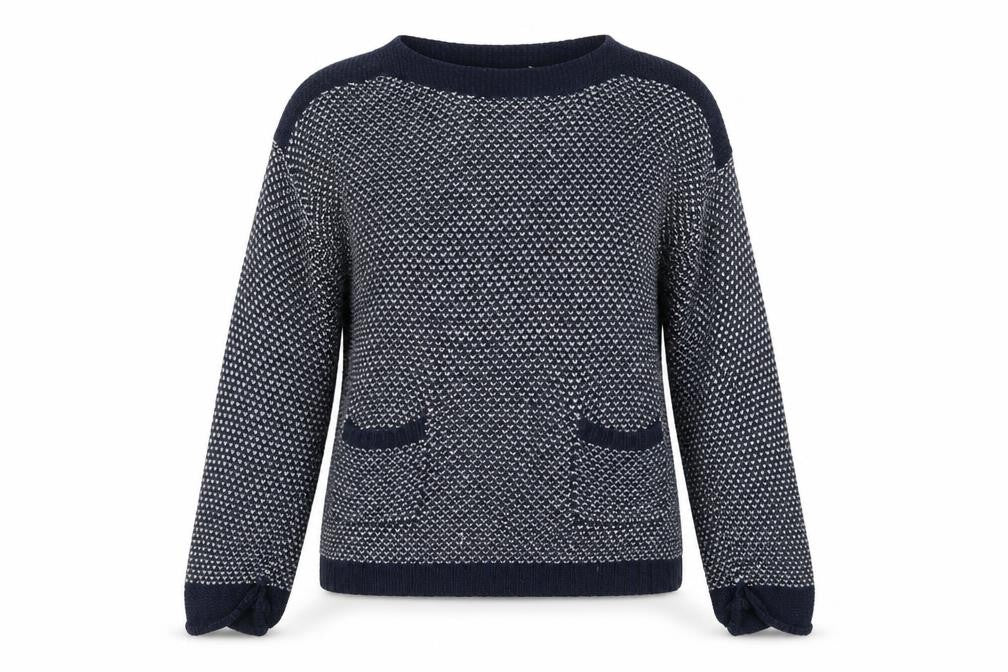 Indigo Womens Blue Houndstooth  Pullover Jumper Size 12