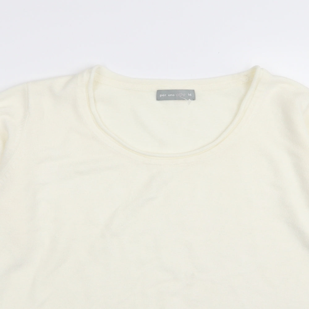 Per Una Womens White   Pullover Jumper Size 16