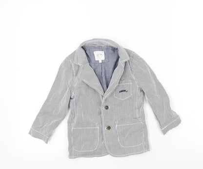 Additional front view of Authentic boys’ blue striped basic jacket jacket, size 2-3, years