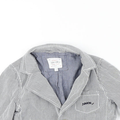 Close-up detail of Authentic boys’ blue striped basic jacket jacket, size 2-3, years