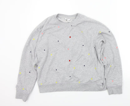 Additional front view of cotton trade girls’ grey spotted jumper, size 14, years