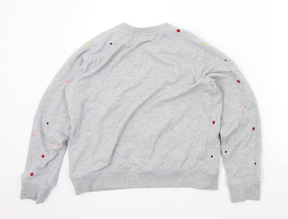 Back view of cotton trade girls’ grey spotted jumper, size 14, years