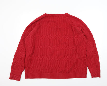 Back view of Maine New England men’s red jumper, size L