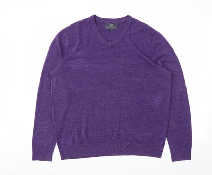 Additional front view of Atlantic Bay men’s purple pullover sweatshirt, size L