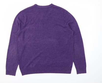 Back view of Atlantic Bay men’s purple pullover sweatshirt, size L