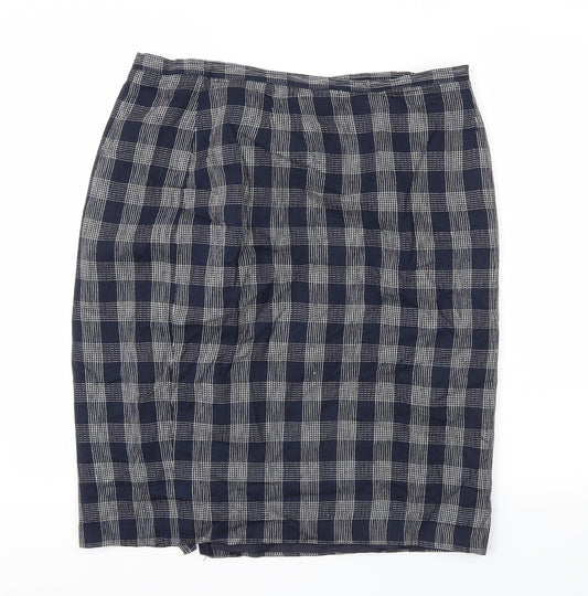 debanams Womens Blue Check  Flare Skirt Size 16
