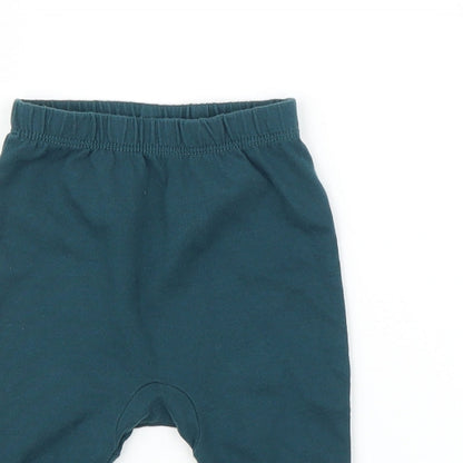 Close-up detail of Tu Baby Green Cropped Leggings, size 3-6, Months