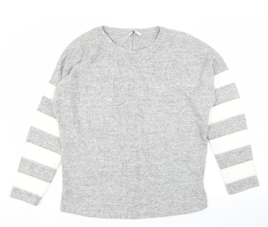 George Womens Grey Striped  Pullover Jumper Size S
