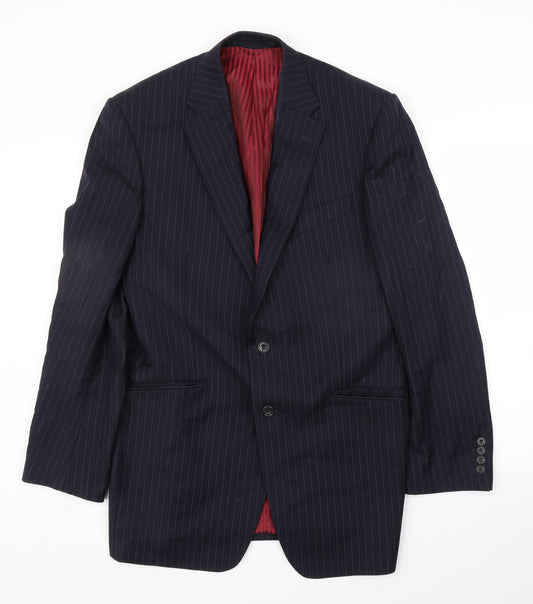 M&S Mens Blue Striped  Jacket Suit Jacket Size 40