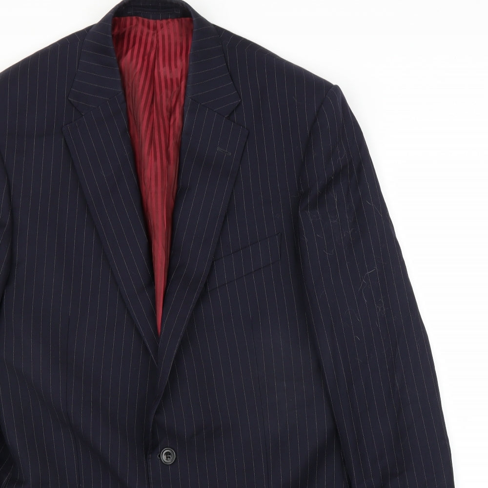 M&S Mens Blue Striped  Jacket Suit Jacket Size 40