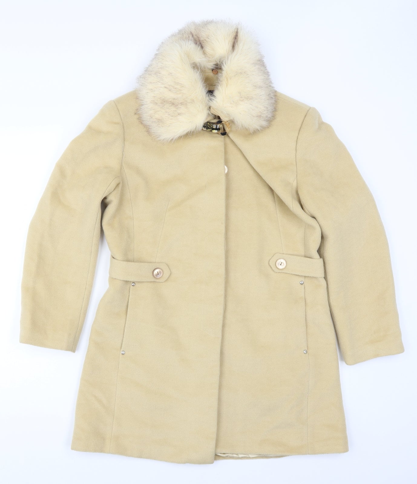 Feivan Womens Beige   Pea Coat Coat Size 14