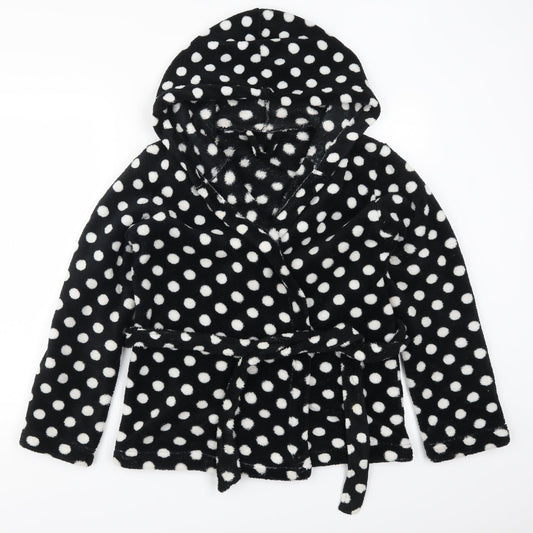 George Womens Black Polka Dot  Kimono Robe Size S