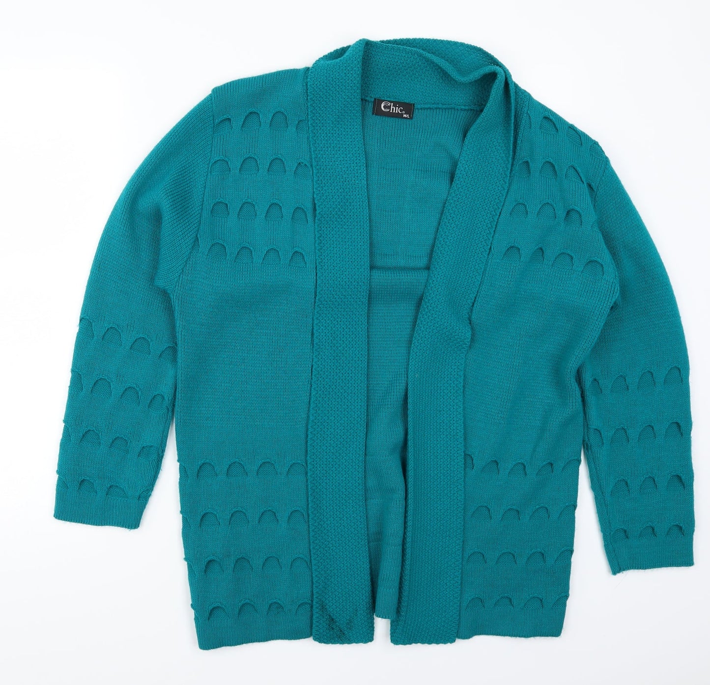 CHIC Womens Blue   Cardigan Jumper Size M  - Distressed Look