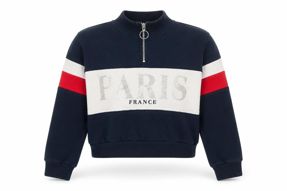 H&M Girls Blue Striped  Pullover Sweatshirt Size 9-10 Years  - Paris