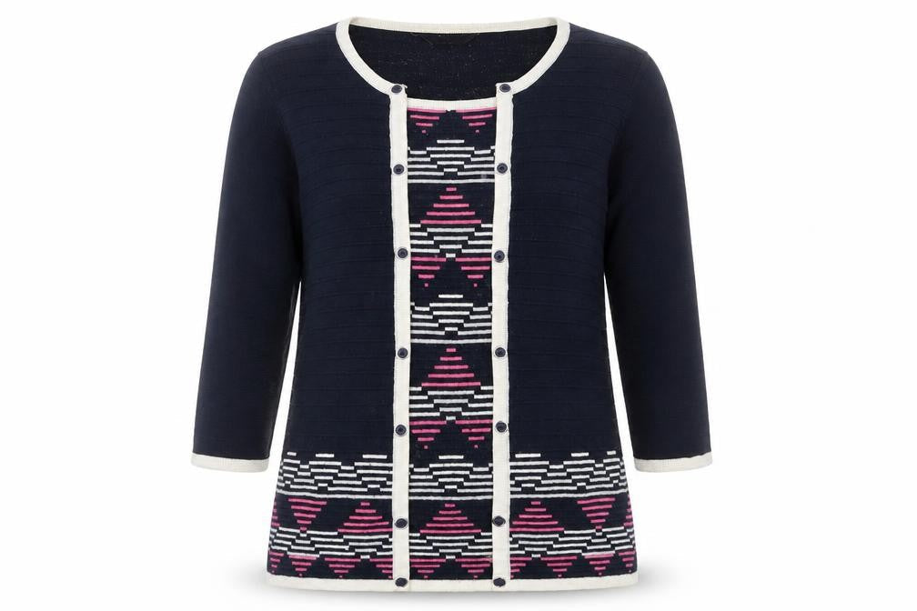 Classics Womens Blue Geometric  Pullover Jumper Size S