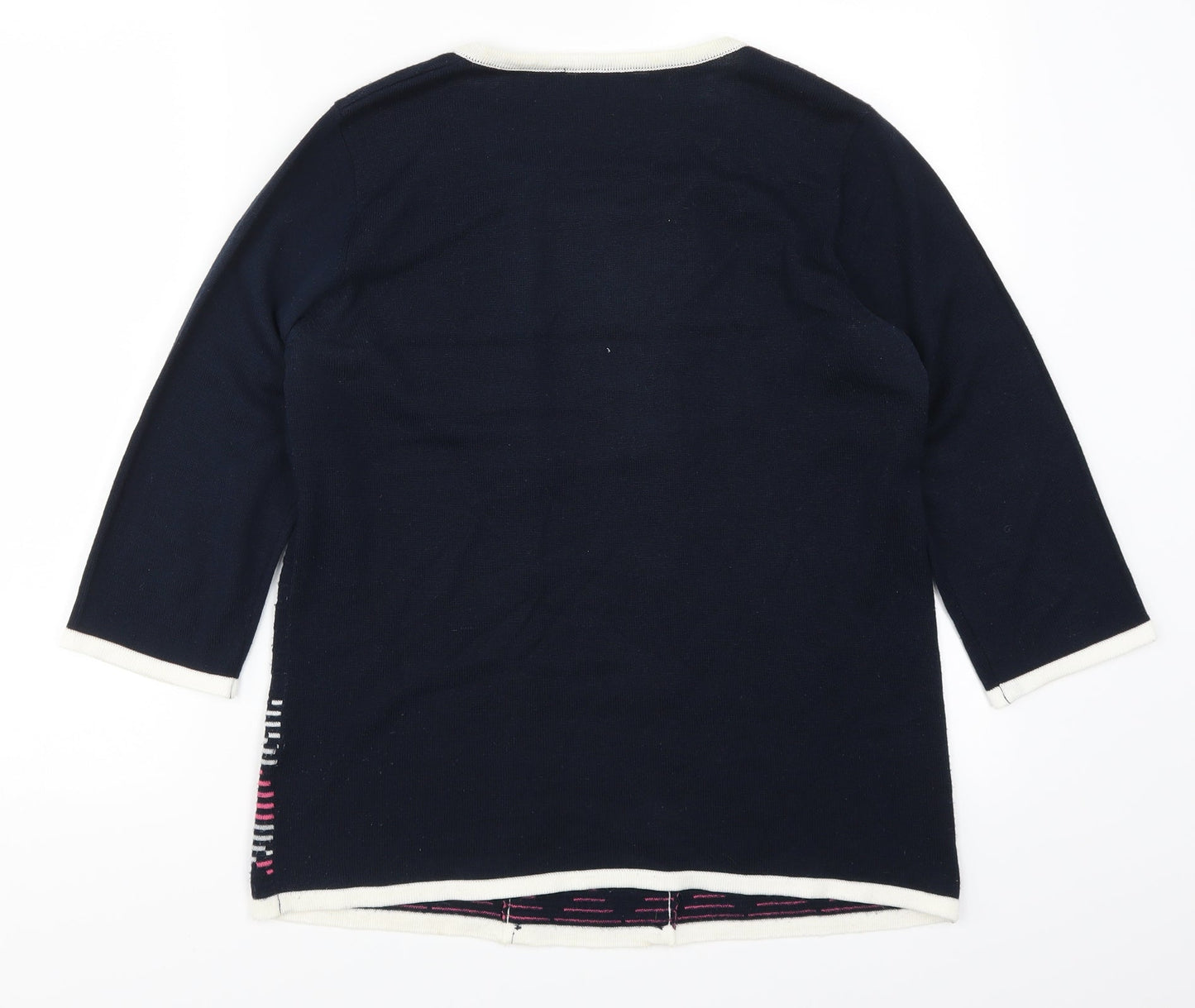 Classics Womens Blue Geometric  Pullover Jumper Size S