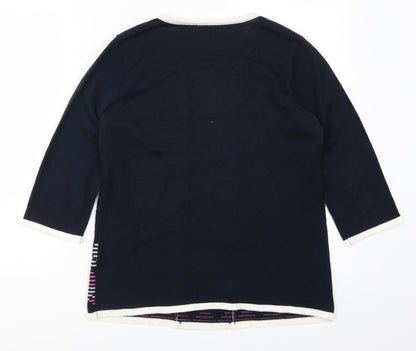 Classics Womens Blue Geometric  Pullover Jumper Size S