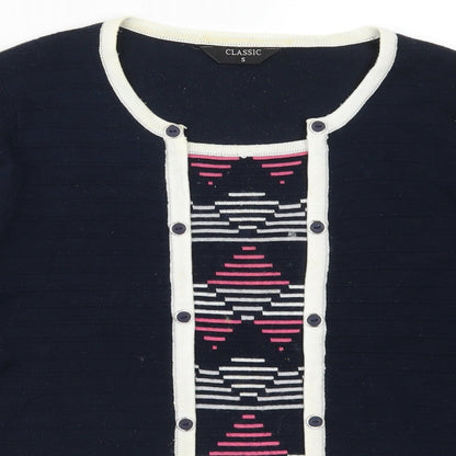 Classics Womens Blue Geometric  Pullover Jumper Size S