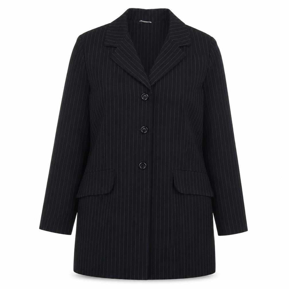 Select Womens Black Striped  Jacket Blazer Size 14