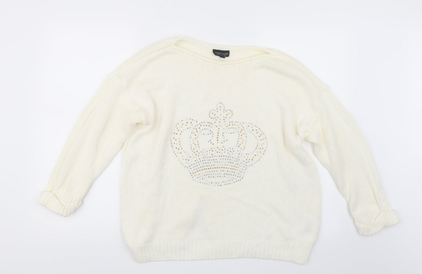 Topshop Womens Ivory  Knit Pullover Jumper Size 12