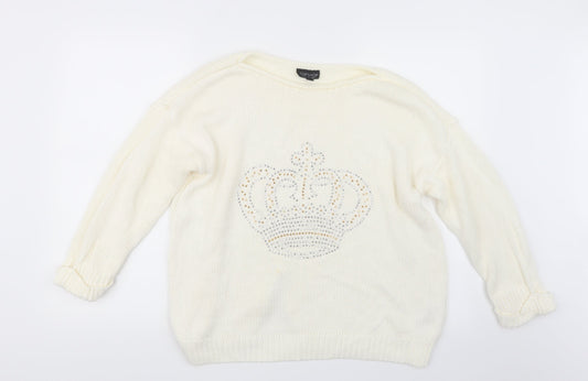 Topshop Womens Ivory  Knit Pullover Jumper Size 12