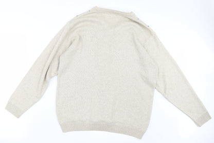 Preloved Essentials Mens Beige  Knit Pullover Jumper Size S - Back