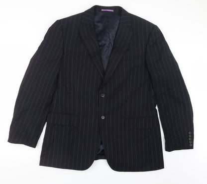 Next Mens Blue Striped  Jacket Suit Jacket Size 40