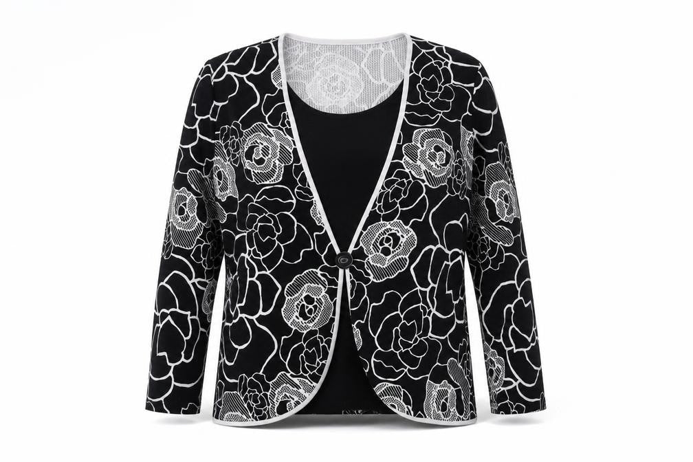 Saloos Womens Black Floral  Basic Blouse Size 14