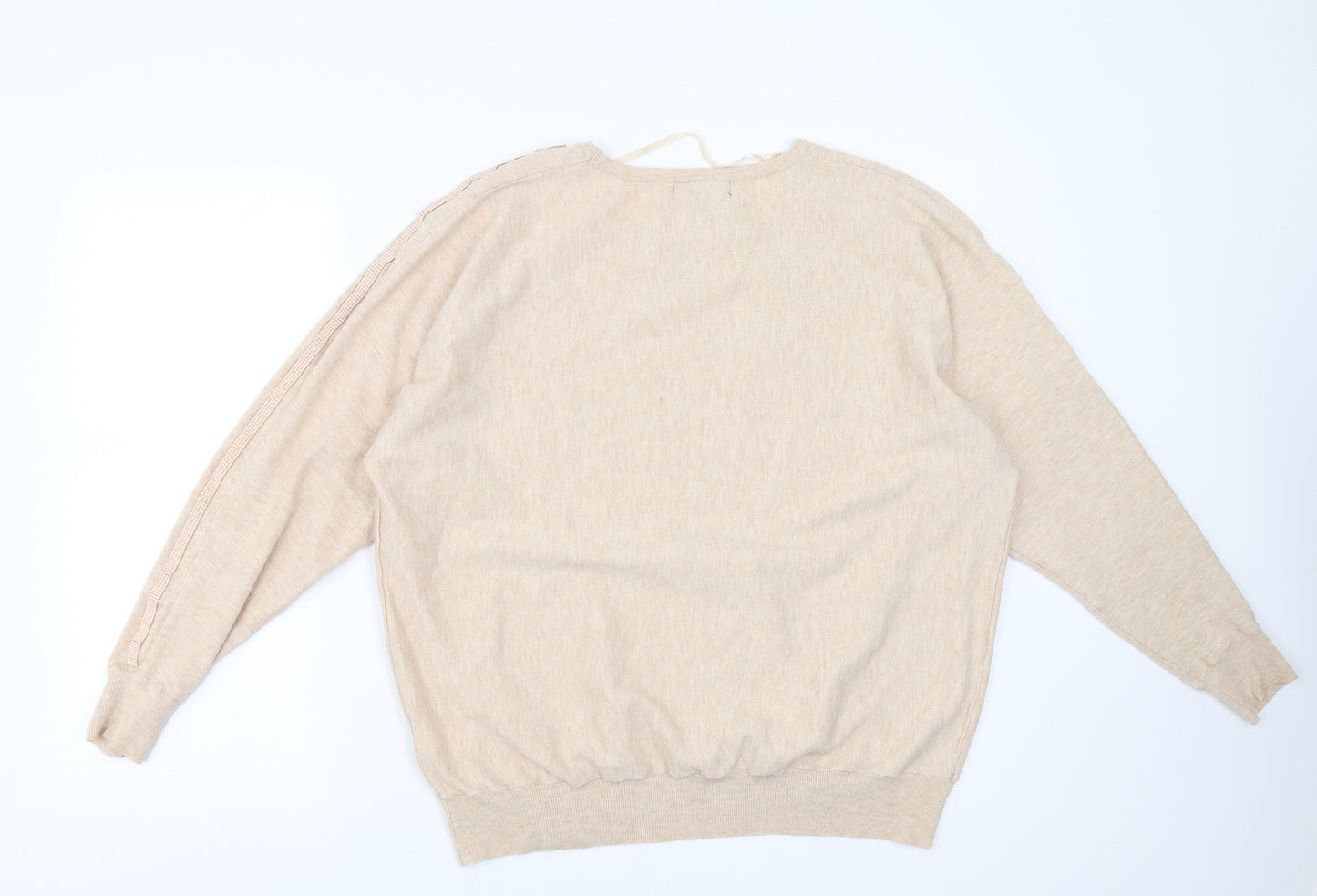Primark Womens Beige   Pullover Jumper Size XL  - beaded sleeves